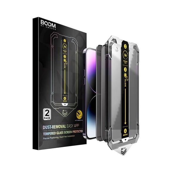 BOOM iPhone 14 Plus Privacy Härdat Glas Skärmskydd - 2 Pack