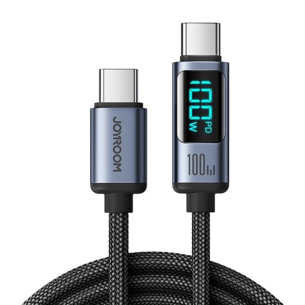 Joyroom USB-C - USB-C -kaapeli 100W LED-näytöllä 1.2m Joyroom USB-C - USB-C -kaapeli 100W LED-näytöllä 1.2m