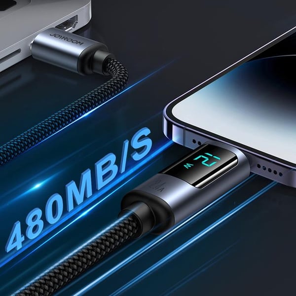 Joyroom USB-A till Lightning kabel 2.4A med LED display 1.2m