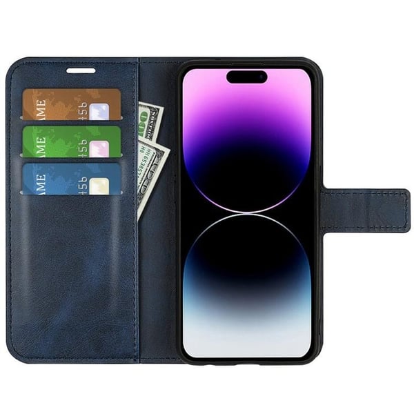 iPhone 15 Pro Plånboksfodral Calf Flip Folio - Blå