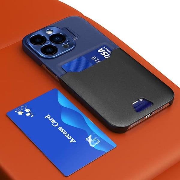 Mobilskal till Galaxy S23 Korthållare Läder Kickstand - Blå