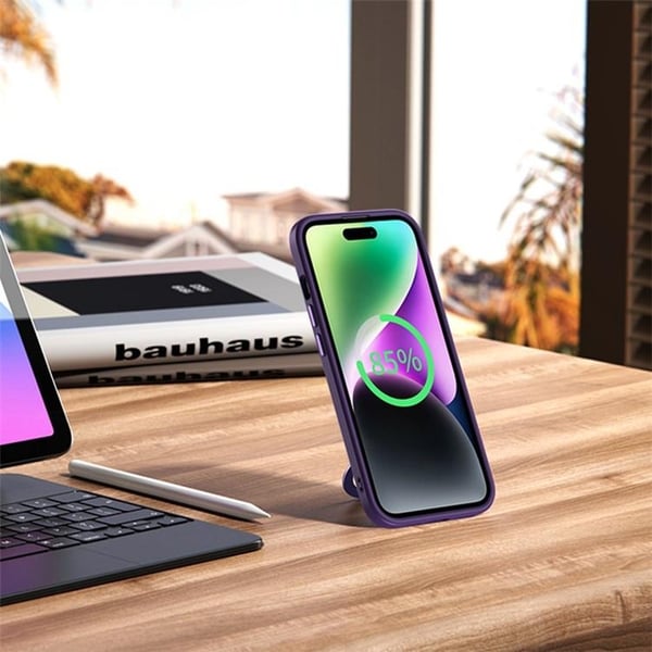 iPhone 15 Plus -puhelinkotelo Magsafe Kickstand - Violetti
