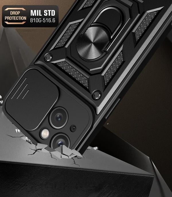Telefontaske til iPhone 15 Plus Camshield Hybrid Armor - Lyserød