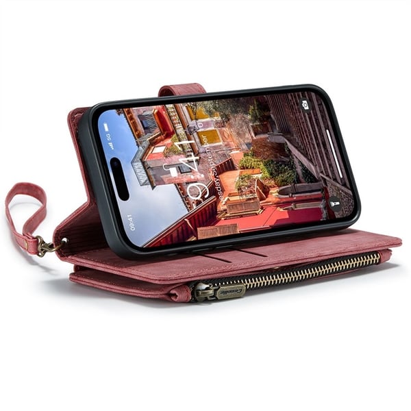 CASEME iPhone 15 Pro Plånboksfodral C30 Zipper - Röd