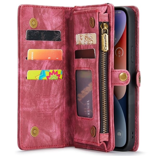 CASEME iPhone 15 Pro Lompakkokotelo 008 Irrotettava - Punainen