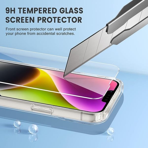 [3in1] BOOM Mobilskal till iPhone 14 Härdat Glas Kameralinsskydd - Clear