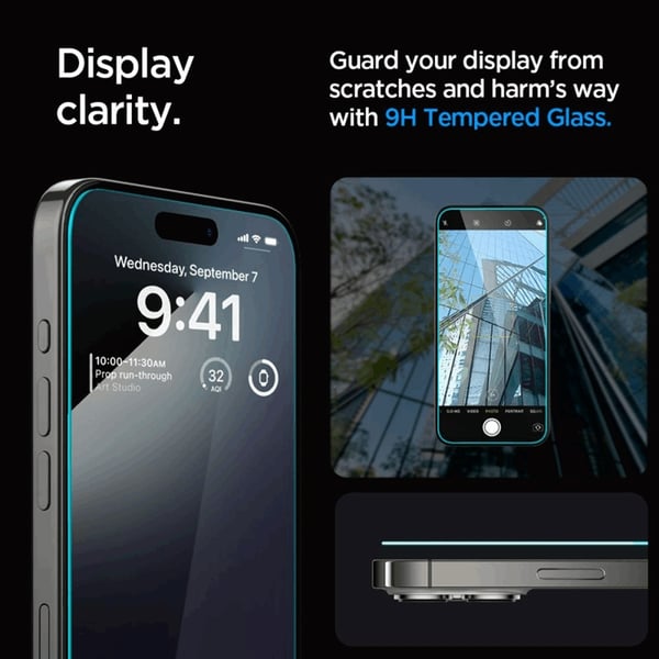 Spigen [2-Pack] iPhone 15 Pro Härdat Glas Skärmskydd 'EZ' Fit
