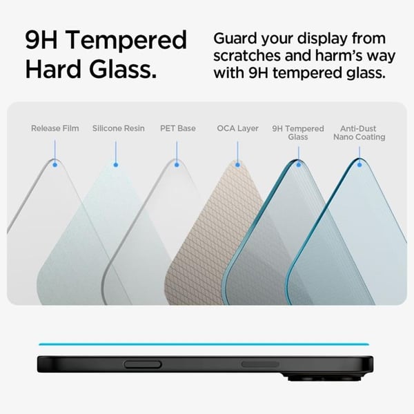 Spigen [2-Pack] iPhone 16/15 Härdat Glas Skärmskydd 'EZ' Fit