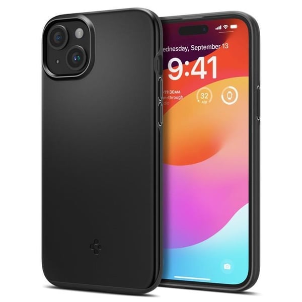 Spigen matkapuhelimen kuori iPhone 15 Plus Thin Fit - Musta