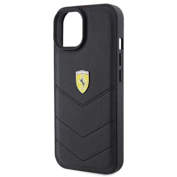 Ferrari Mobilskal till iPhone 15 Quilted Metal Logo - Svart