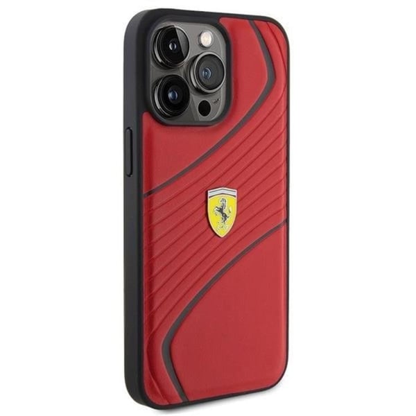 Ferrari Mobilskal till iPhone 15 Pro Twist Metal Logo - Röd