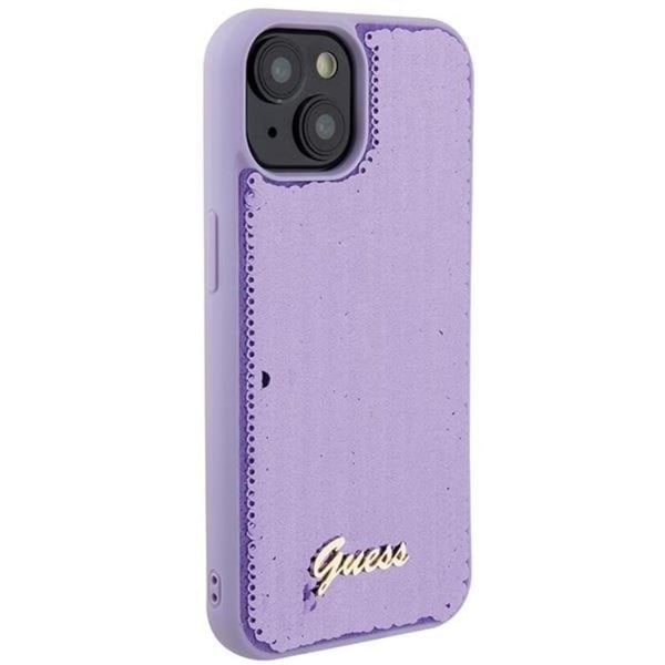 Guess Mobilskal till iPhone 15 Sequin Script Metal - Lila