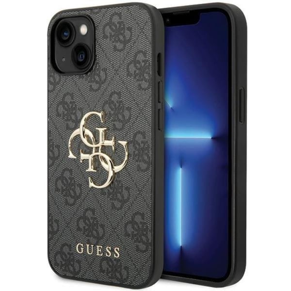 Guess iPhone 15 -puhelinkotelo Big Metal Logo - Harmaa