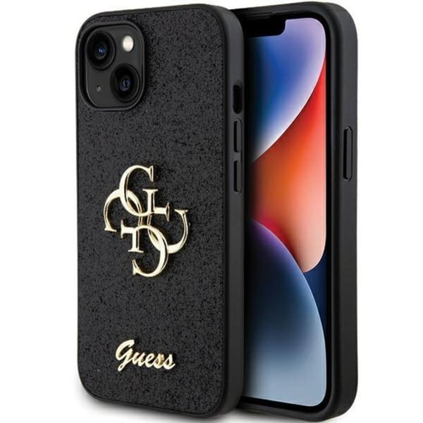 Guess Mobilskal till iPhone 15 Glitter Script Big - Svart