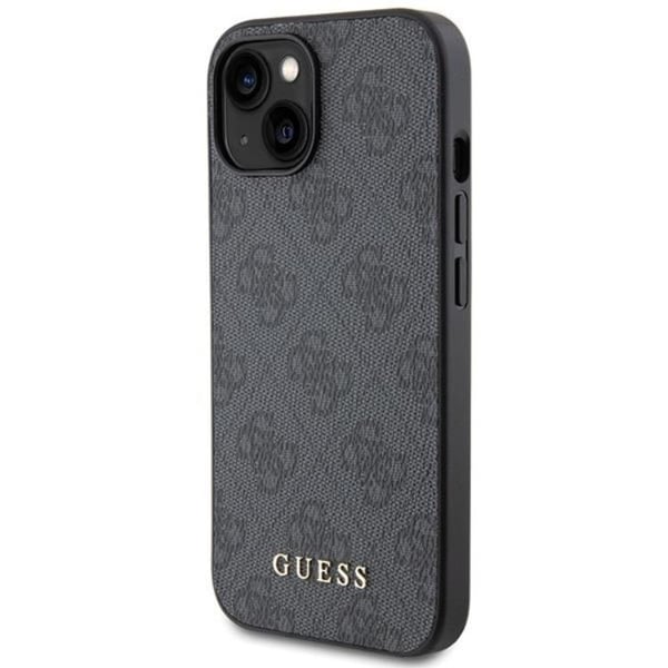 Guess Mobilskal till iPhone 15 Metall Gold Logo - Grå