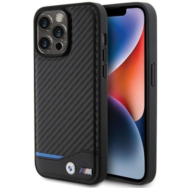 BMW Mobilskal till iPhone 15 Pro Max Läder Carbon - Svart