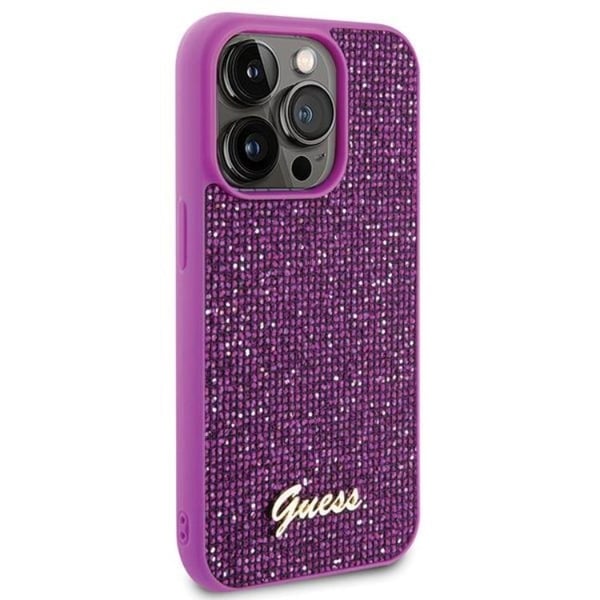 Guess Mobilskal till iPhone 15 Pro Disco Metal Script - Rosa