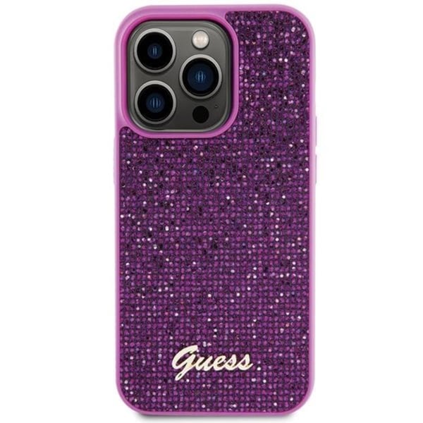 Guess Mobilskal till iPhone 15 Pro Disco Metal Script - Rosa