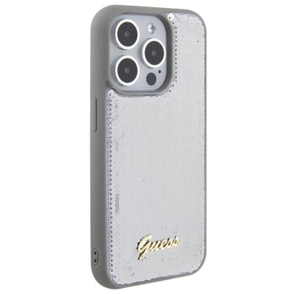 Guess Mobilskal till iPhone 15 Pro Sequin Script Metal - Silver