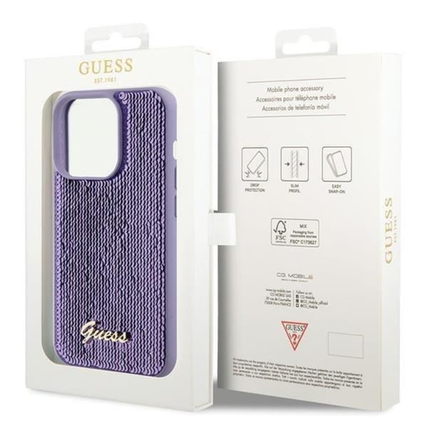 Guess Mobilskal till iPhone 15 Pro Sequin Script Metal - Lila