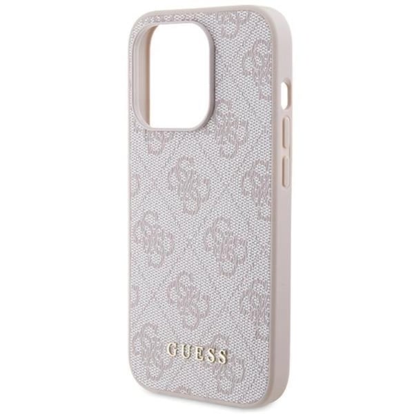 Guess Mobilskal till iPhone 15 Pro Metall Gold Logo - Rosa