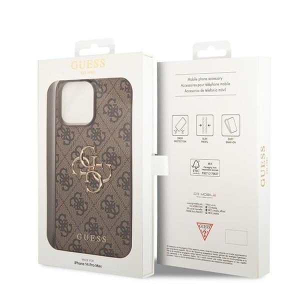 Guess iPhone 15 Pro Max Mobilskal Big Metall Logo - Brun