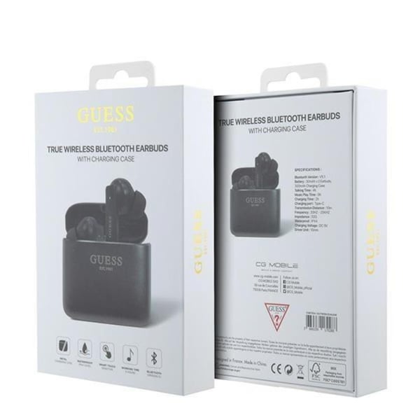 Guess TWS Bluetooth In-Ear Hörlurar + Dock Printed Logo Svart