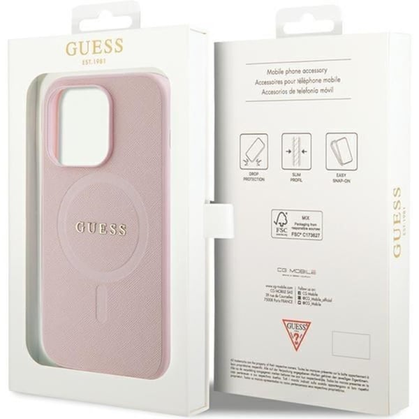 Guess Mobilskal till iPhone 13 Pro/13 Magsafe Saffiano - Rosa