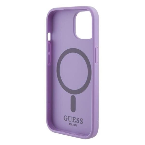 Guess Mobilskal till iPhone 15 Magsafe Saffiano - Lila