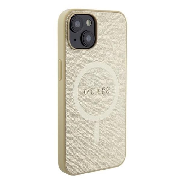 Guess Mobilskal till iPhone 15 Magsafe Saffiano - Guld