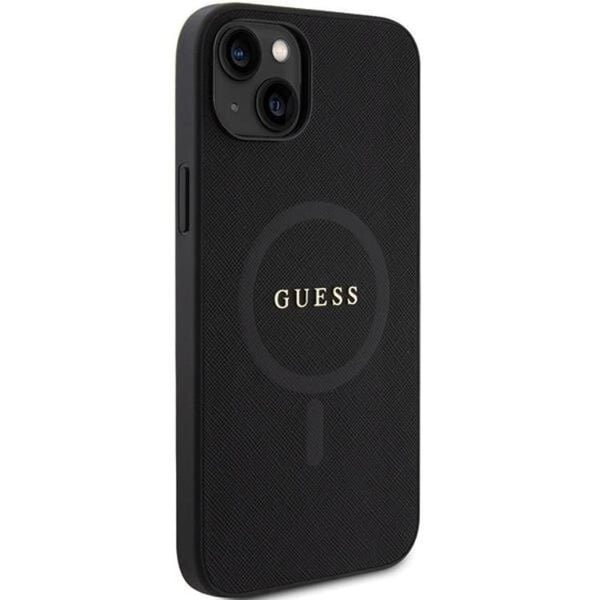 Guess Mobilskal till iPhone 15 Plus Magsafe Saffiano - Svart