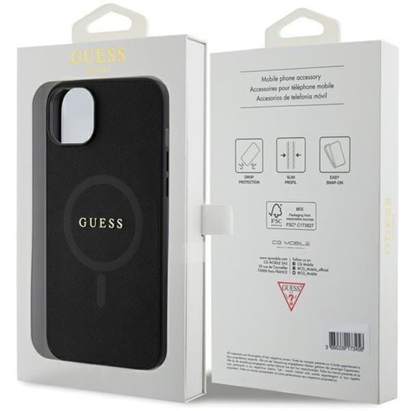 Guess Mobilskal till iPhone 15 Plus Magsafe Saffiano - Svart
