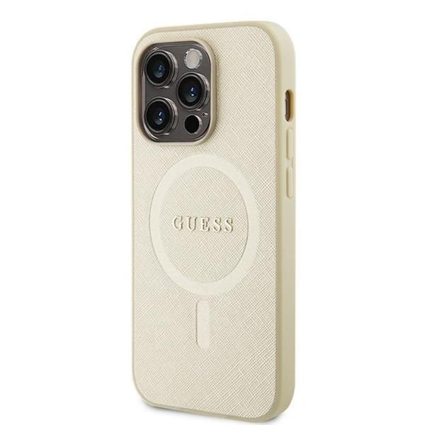 Guess Mobilskal till iPhone 15 Pro Magsafe Saffiano - Guld