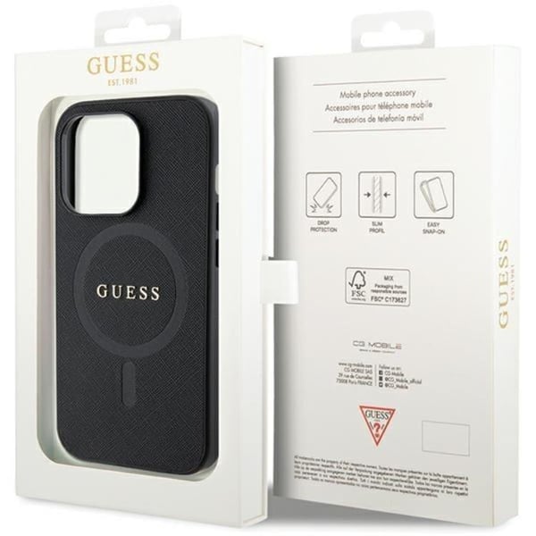 Guess Mobilskal till iPhone 15 Pro Magsafe Saffiano - Svart