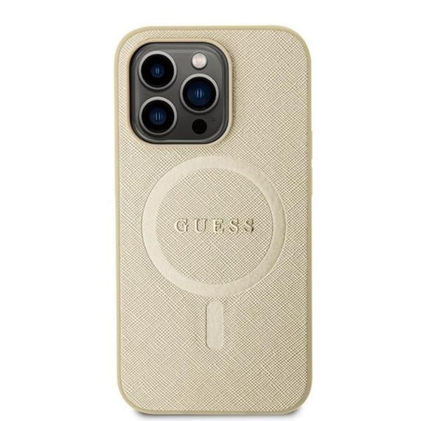 Guess Mobilskal till iPhone 15 Pro Max Magsafe Saffiano - Guld