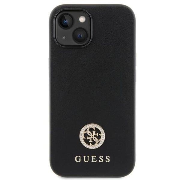 Guess Telefontaske til iPhone 15 Plus Rhinestone Metal Logo - Sort