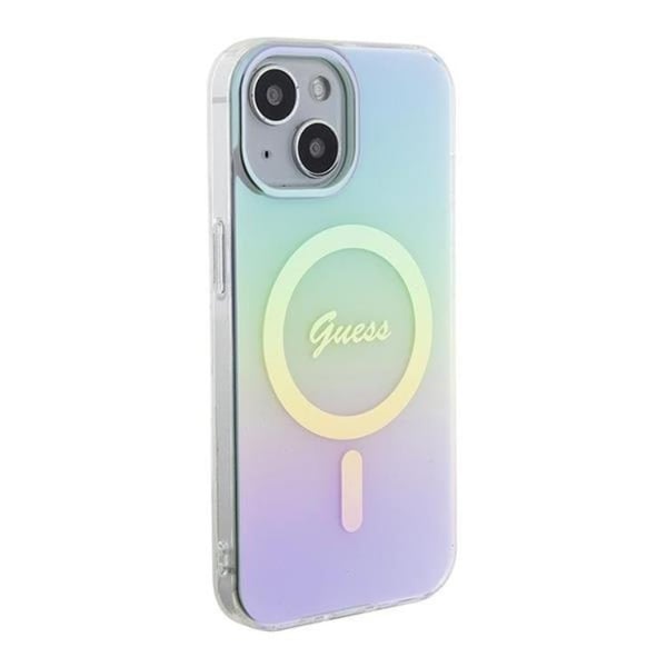 Guess Mobilskal till iPhone 15 Magsafe IML Iridescent - Turquoise