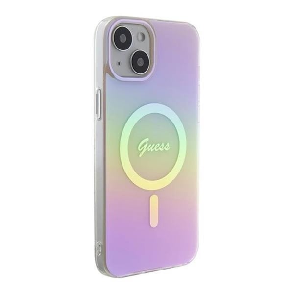 Guess Mobilskal till iPhone 15 Plus Magsafe IML Iridescent - Rosa
