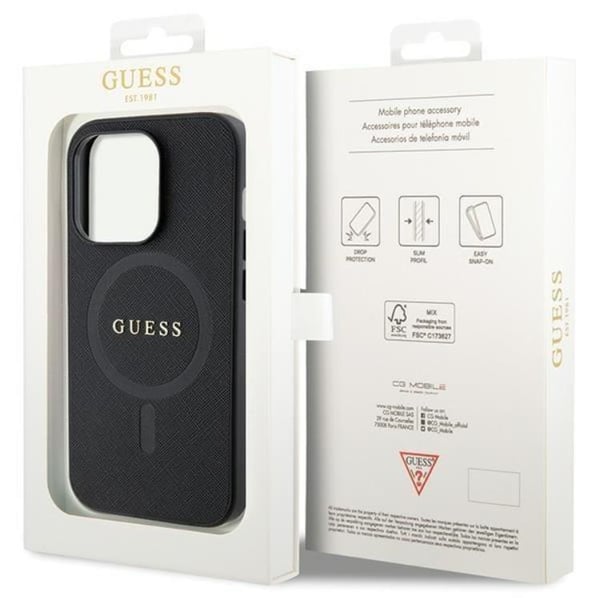Guess Mobilskal till iPhone 14 Pro Magsafe Saffiano - Svart