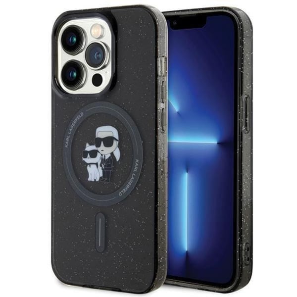KARL LAGERFELD Mobilskal till iPhone 15 Pro Magsafe Glitter - Svart