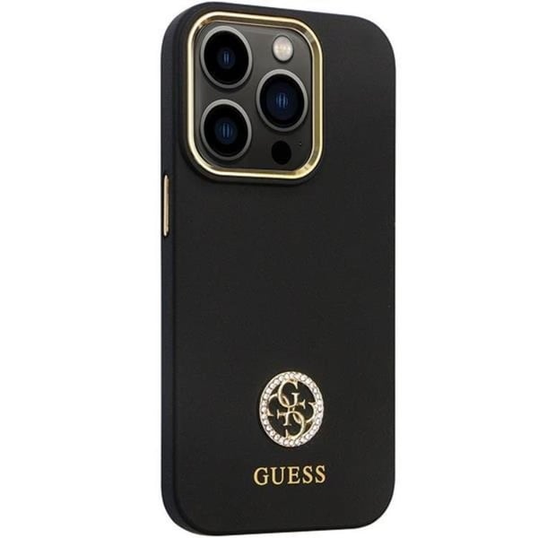 Guess Telefontaske til iPhone 13 Pro/13 Silikone Logo Rhinestone - Sort