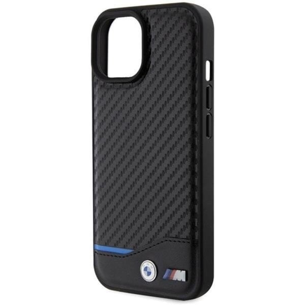 BMW Mobilskal till iPhone 15 Plus Läder Carbon - Svart
