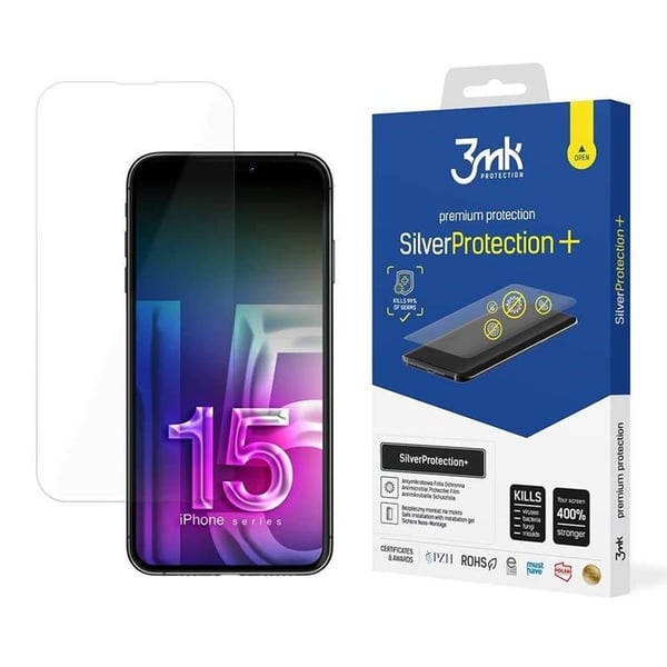 3MK iPhone 15 Pro Max Plastfilm skärmskydd Silver Protection+