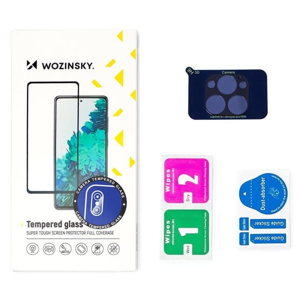 Wozinsky iPhone 15 Pro Kameran linssisuoja karkaistua lasia 9H - Musta