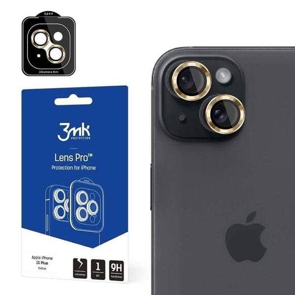 3MK iPhone 15 Plus Pro - Gul Kameralinskydd