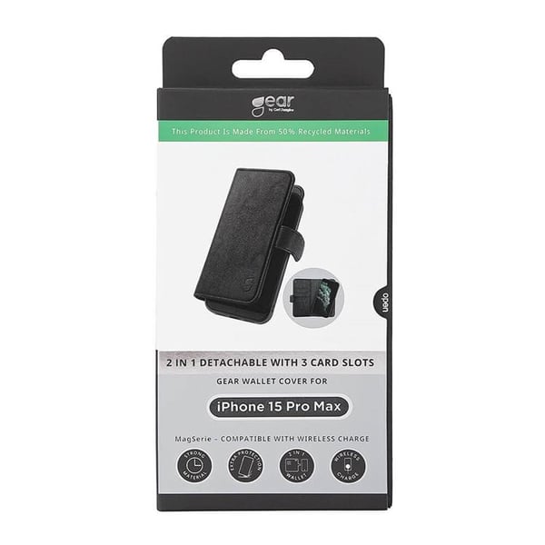Gear iPhone 15 Pro Plånboksfodral Magsafe 3 Slots - Svart