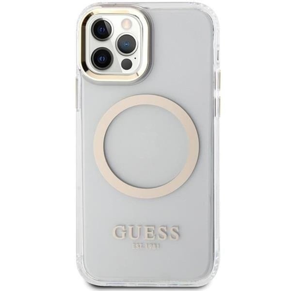 Guess Mobilskal till iPhone 12 Pro/12 Magsafe Metall Outline - Guld