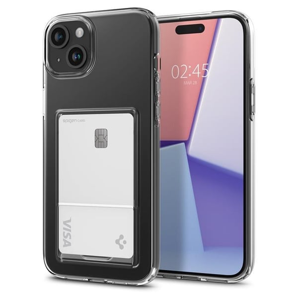 Spigen Mobilskal till iPhone 15 Plus Korthållare Crystal - Clear
