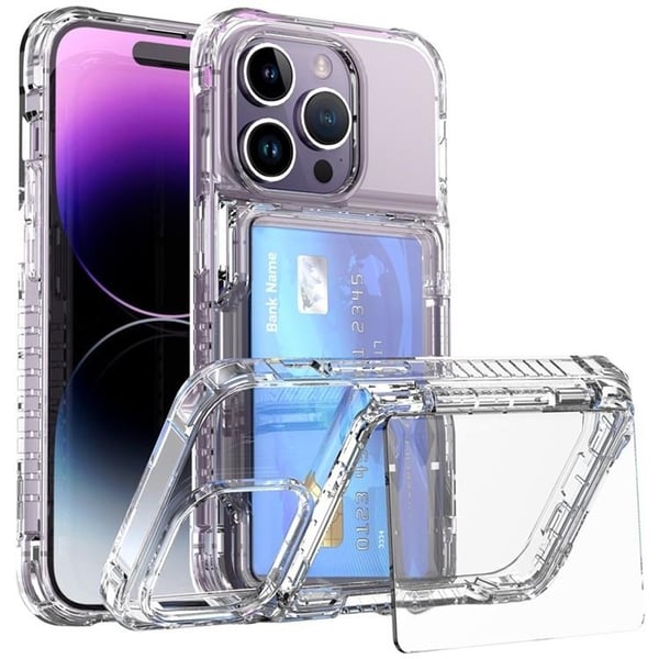 Mobilskal till iPhone 15 Pro Korthållare Kickstand - Clear