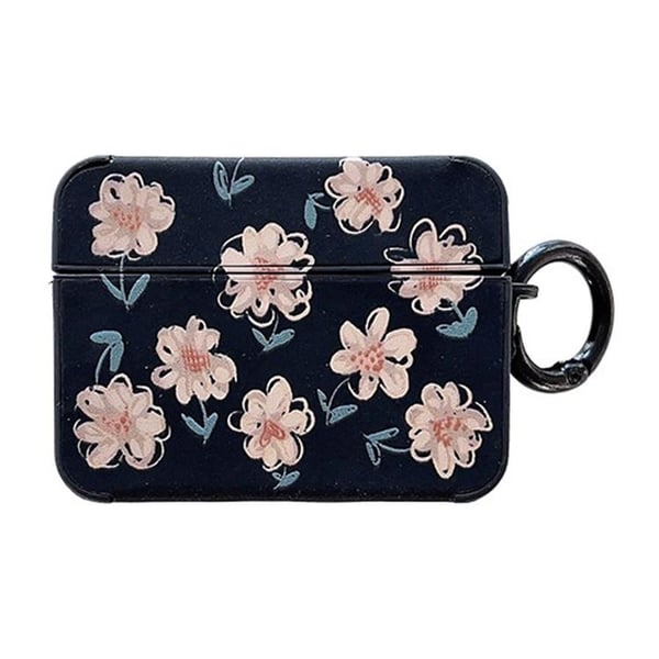 Airpods Pro 2 Skal TPU Läder Floral - Svart/Rosa